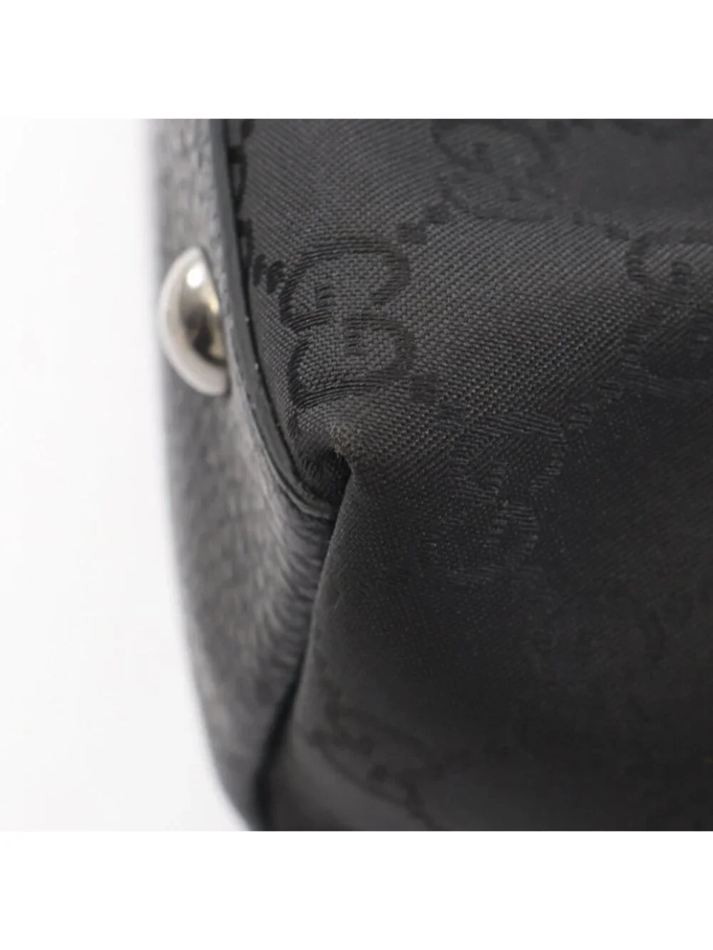 Gucci Tote Bag Abbey GG Pattern Black Nylon Leather